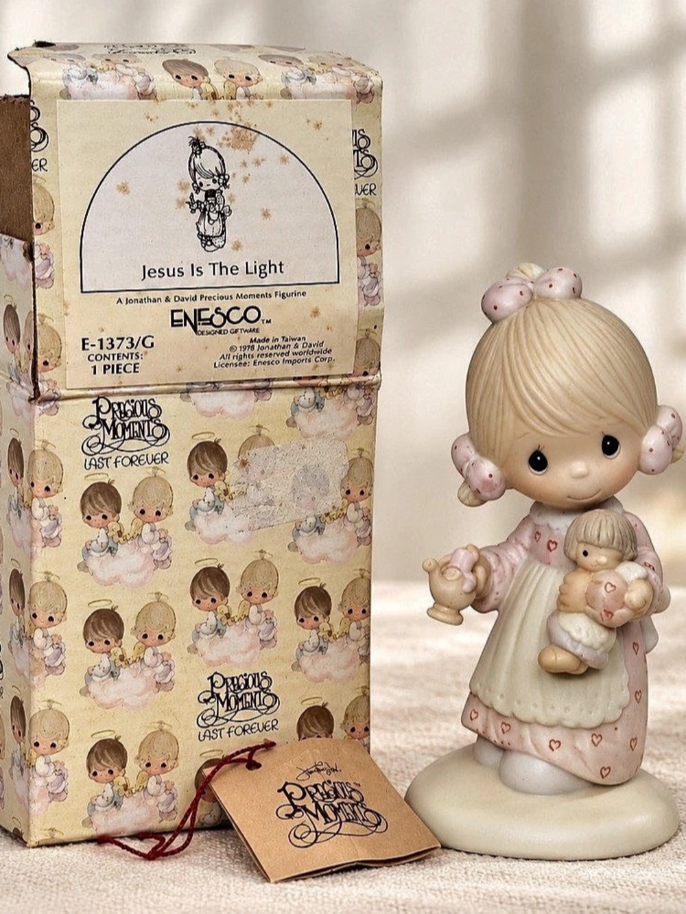 Retired Vintage 1978 Precious Moments Jesus Is The Light Figurine with Box